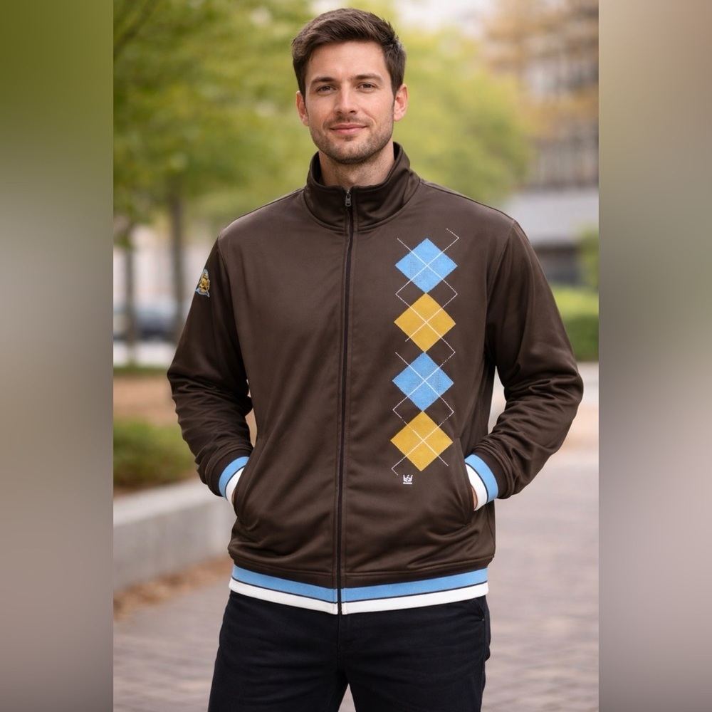 Vintage PNB Nation Y2K Argyle Track Jacket XL Streetwear Rare Mint